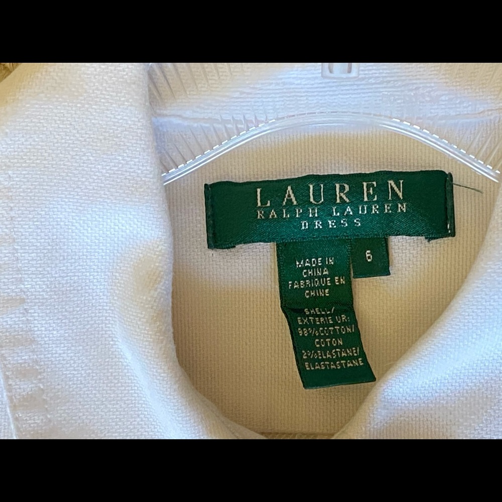 Ralph Lauren Button Up Cotton Dress, White, Size 6 - Picture 16 of 16